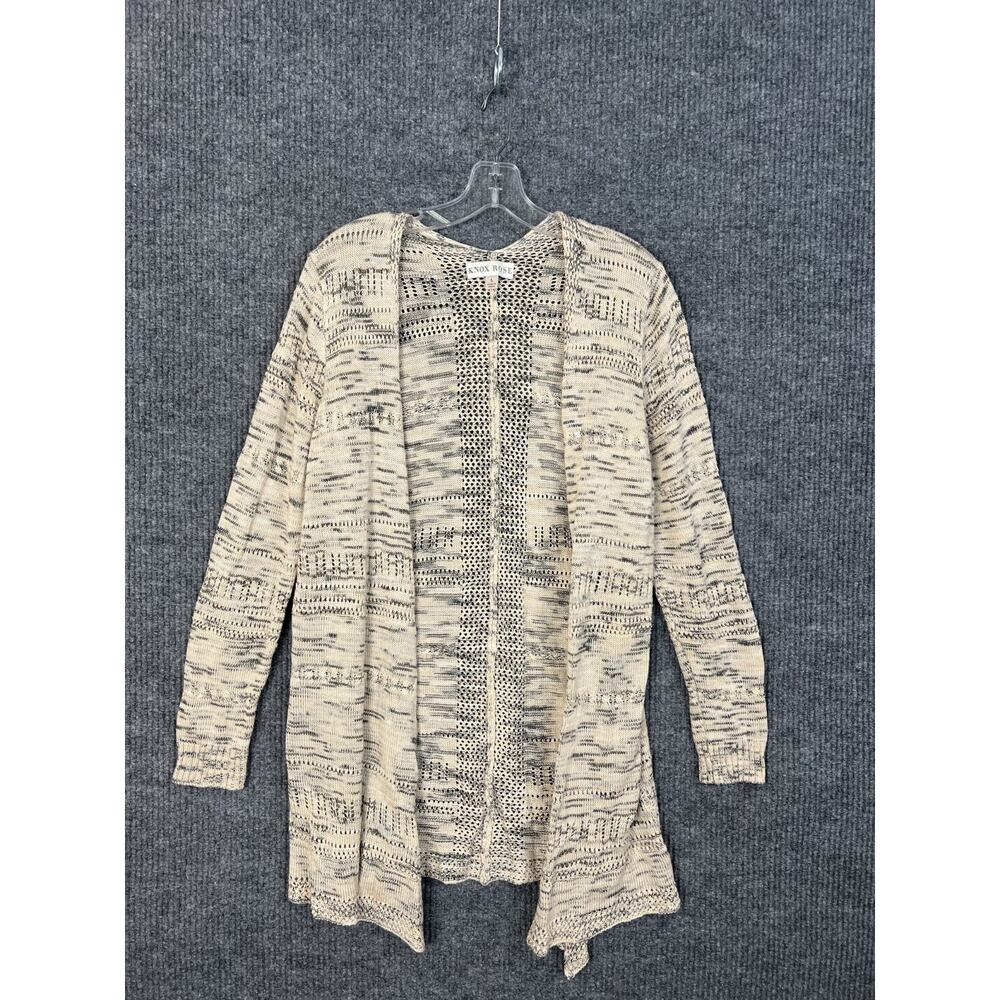 Knox Rose Cardigan Sweater Womens Large Marled Open Knit Long Bohemian
